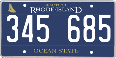 RI license plate 345685