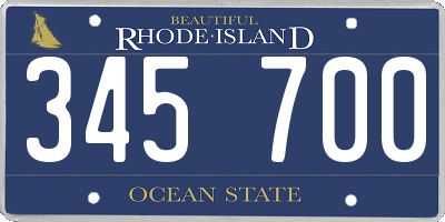 RI license plate 345700