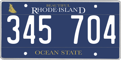 RI license plate 345704