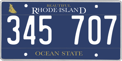 RI license plate 345707