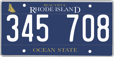 RI license plate 345708