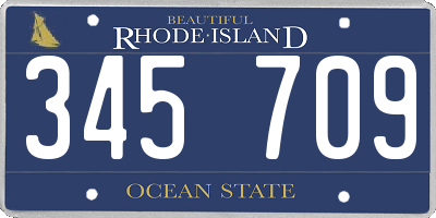 RI license plate 345709