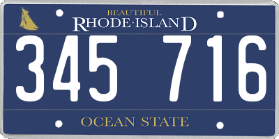 RI license plate 345716