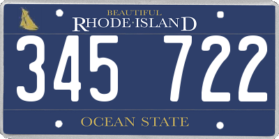 RI license plate 345722
