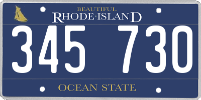 RI license plate 345730