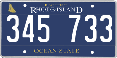 RI license plate 345733