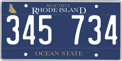 RI license plate 345734