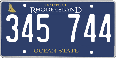 RI license plate 345744