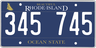 RI license plate 345745