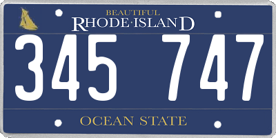 RI license plate 345747