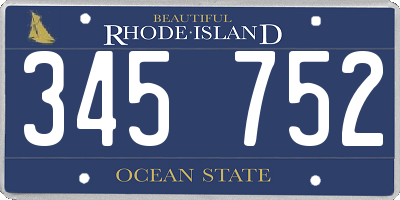 RI license plate 345752