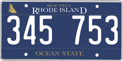 RI license plate 345753