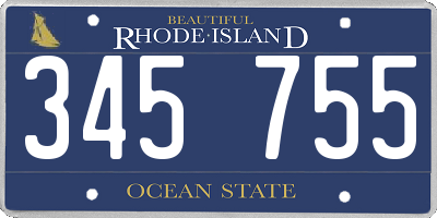 RI license plate 345755