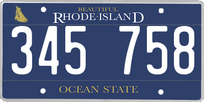 RI license plate 345758