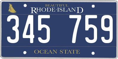 RI license plate 345759