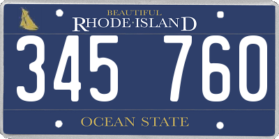 RI license plate 345760