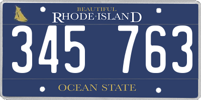 RI license plate 345763