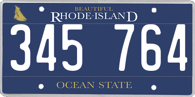 RI license plate 345764