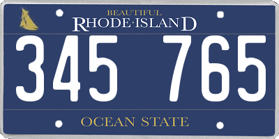 RI license plate 345765