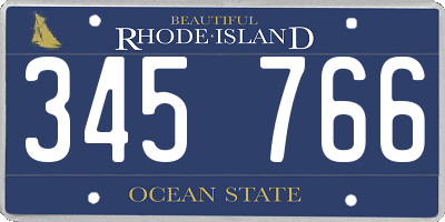 RI license plate 345766