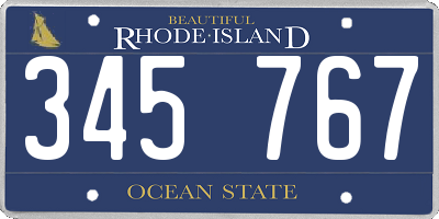 RI license plate 345767