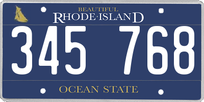 RI license plate 345768