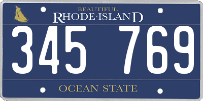 RI license plate 345769
