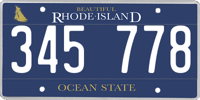 RI license plate 345778