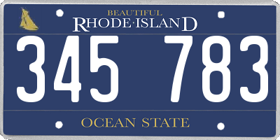 RI license plate 345783