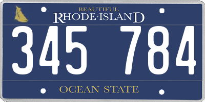 RI license plate 345784
