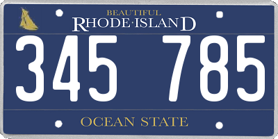 RI license plate 345785