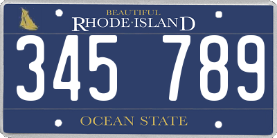RI license plate 345789