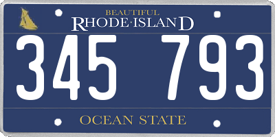 RI license plate 345793