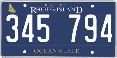 RI license plate 345794