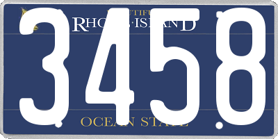 RI license plate 3458