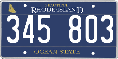 RI license plate 345803