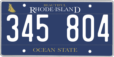 RI license plate 345804
