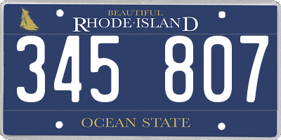 RI license plate 345807