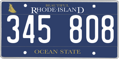 RI license plate 345808