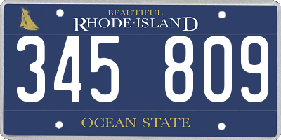 RI license plate 345809
