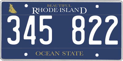 RI license plate 345822