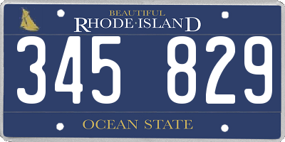 RI license plate 345829