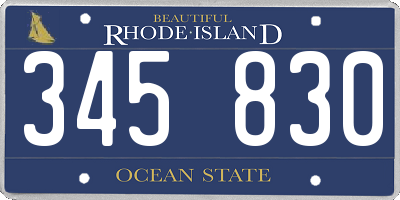 RI license plate 345830