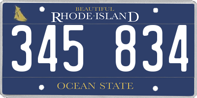 RI license plate 345834