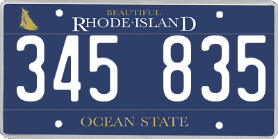 RI license plate 345835