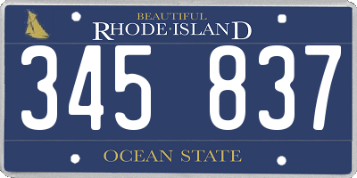 RI license plate 345837