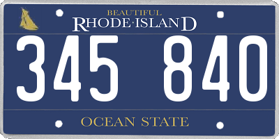 RI license plate 345840