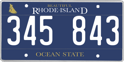 RI license plate 345843