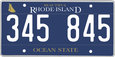 RI license plate 345845