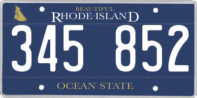 RI license plate 345852